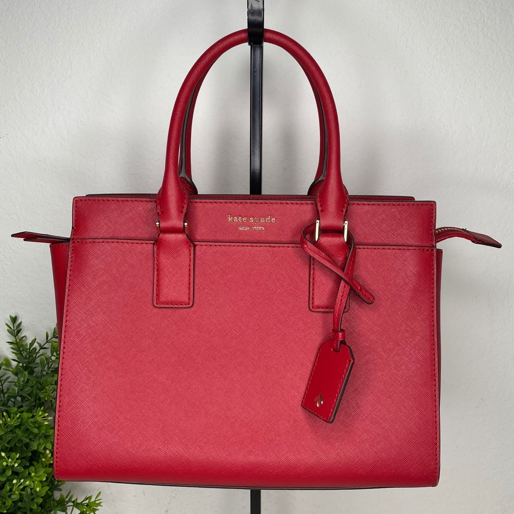 NWT Kate Spade Cameron Medium Satchel Red Saffiano Leather‎ Crossbody Handbag